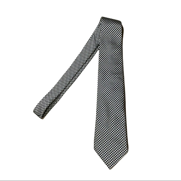 Moschino 100% Silk Italy Black and White Neck Tie